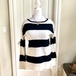 Vince Sweater Striped Black Cream Cashmere Blend (XS)